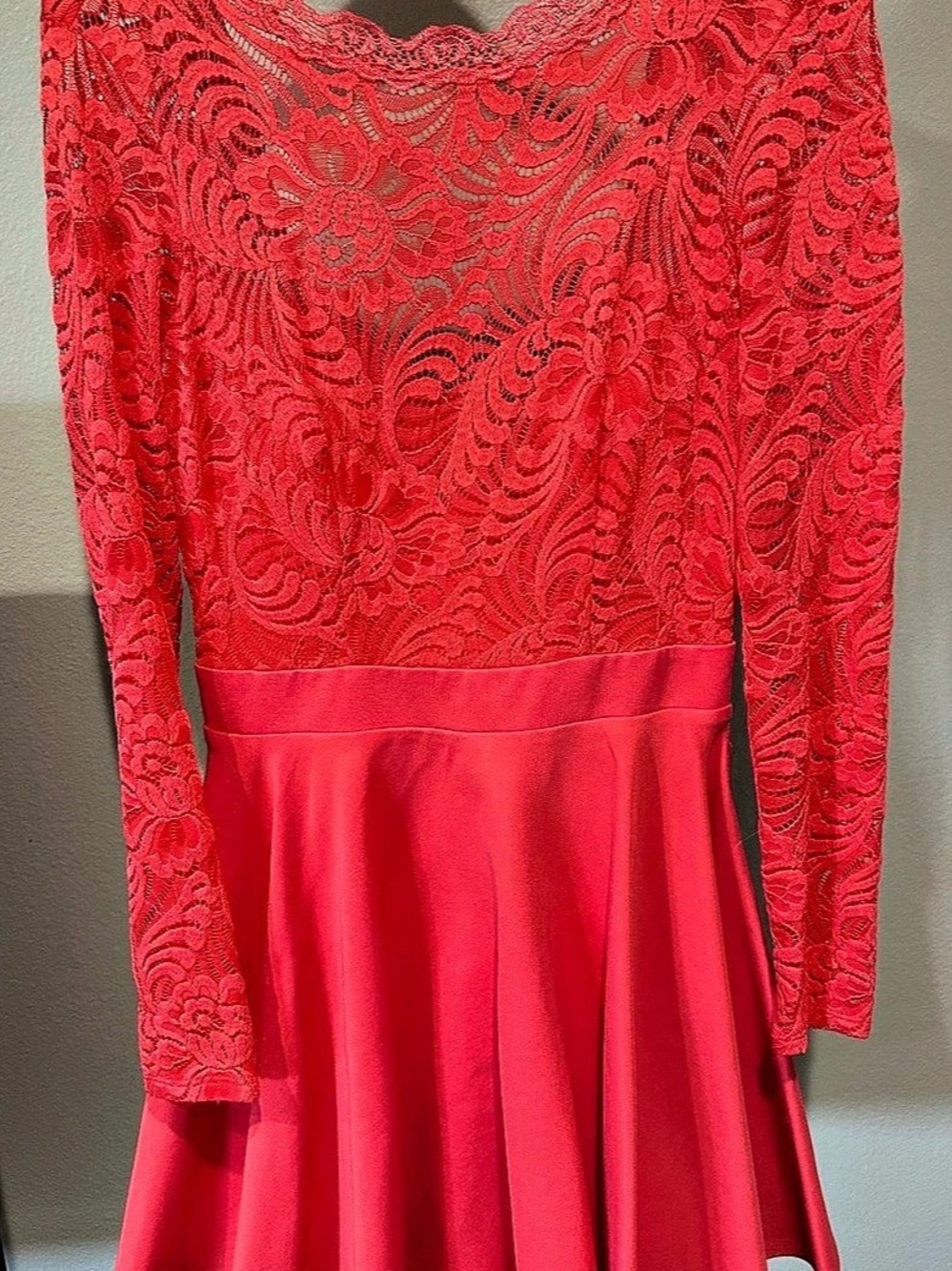 bebe Red Lace Mini Dress Size 2 Like New